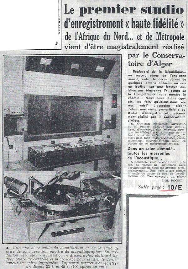 Le studio du conservatoire d’Alger